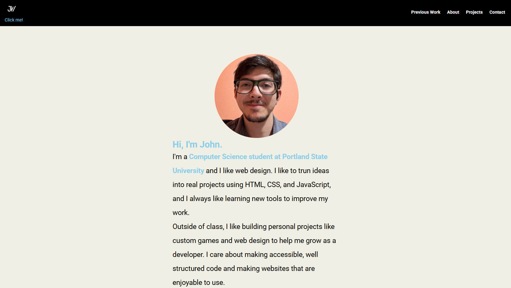 Screenshot of my personal website